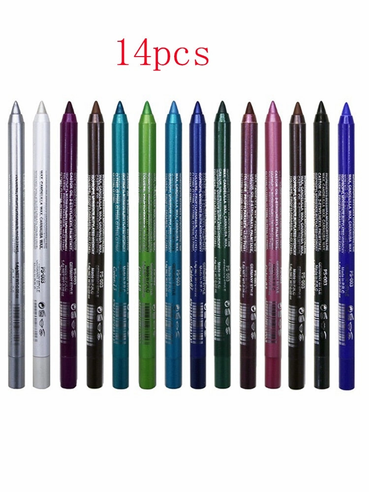 14 Color Long-lasting Eyeliner Pencil Waterproof Pigment Green Brown eyeliner Pen Women Fashion Color Eye Makeup Cosmetics