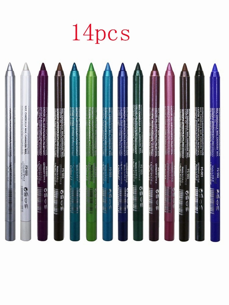 14 Color Long-lasting Eyeliner Pencil Waterproof Pigment Green Brown eyeliner Pen Women Fashion Color Eye Makeup Cosmetics