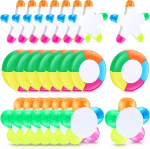 24 Pcs Fluorescent Highlighter Pens with Star Highlighters, Petals Highlighters, Round Shape Highlighters 5 in 1 Color Assorted Colors Watercolor Highlighter Pens for School Office Stationery Supplies
