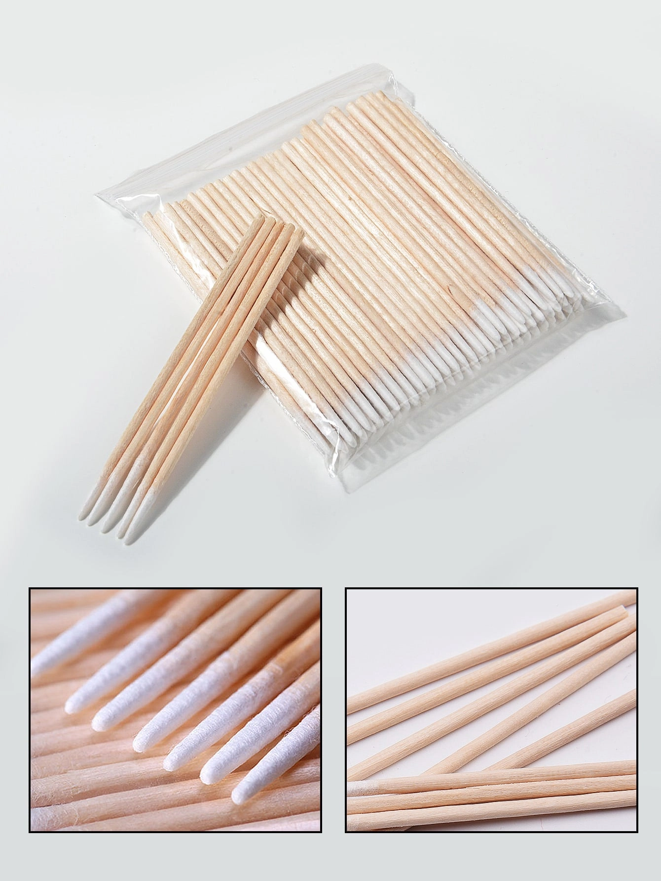 2-Bag Pointed Cotton Swab 100pcs/Bag Toothpick Wooden Stick Disposable Pointed Single Head Cotton Swab Eyeliner Cosmetology Swab