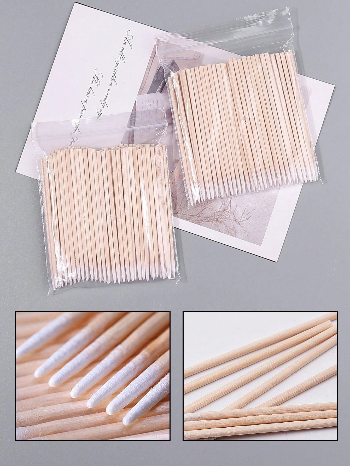 2-Bag Pointed Cotton Swab 100pcs/Bag Toothpick Wooden Stick Disposable Pointed Single Head Cotton Swab Eyeliner Cosmetology Swab