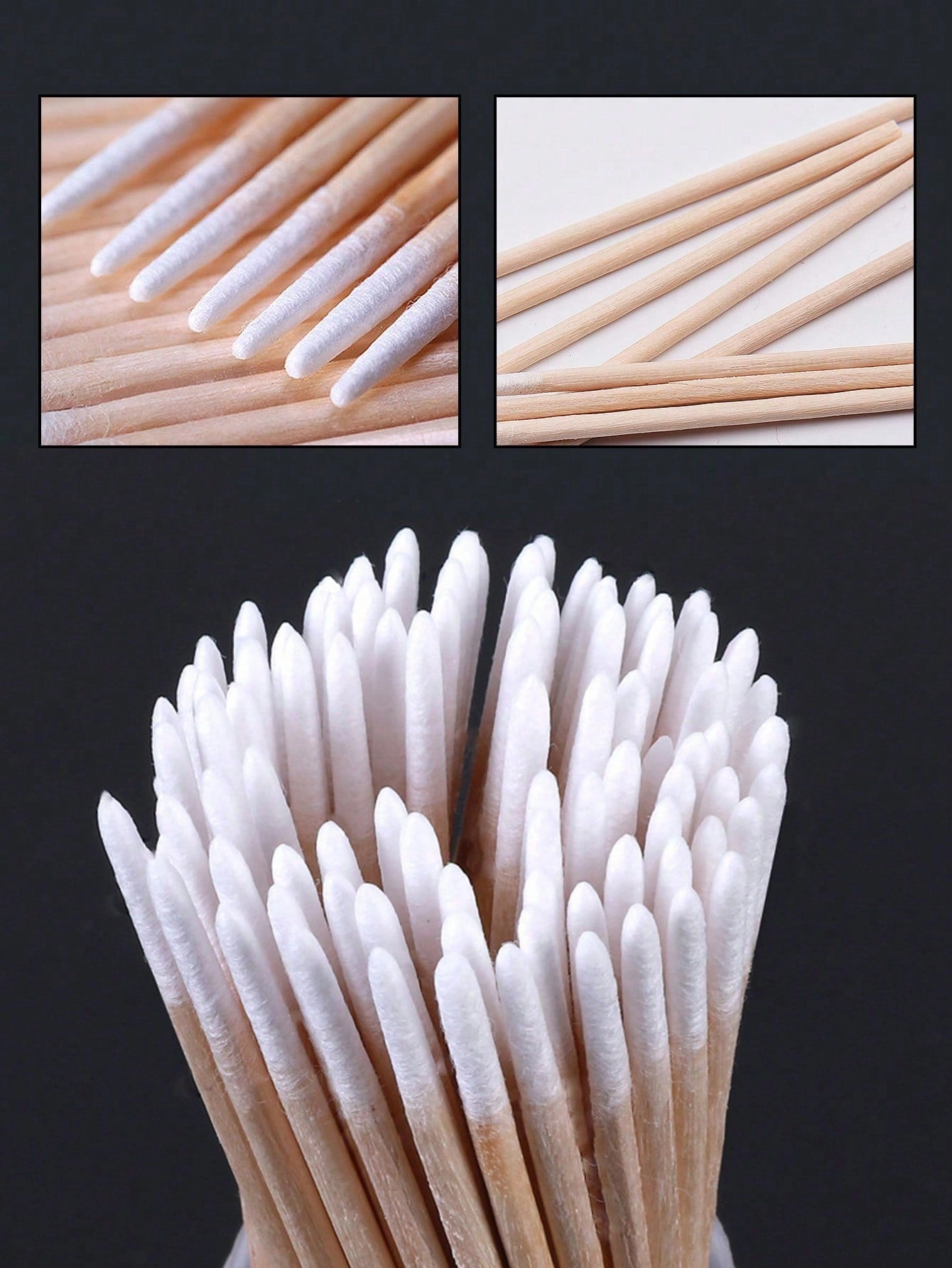 2-Bag Pointed Cotton Swab 100pcs/Bag Toothpick Wooden Stick Disposable Pointed Single Head Cotton Swab Eyeliner Cosmetology Swab