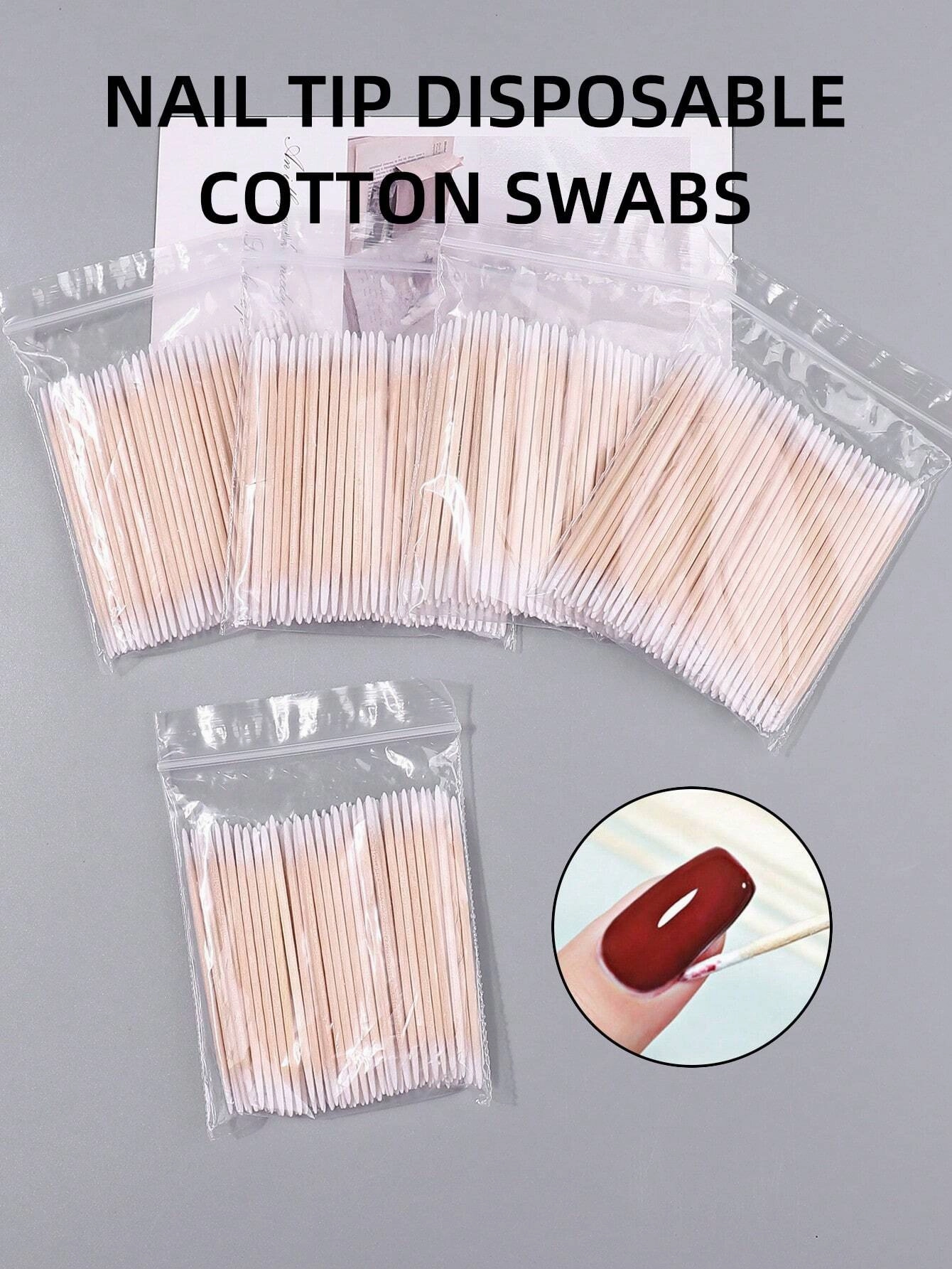 2-Bag Pointed Cotton Swab 100pcs/Bag Toothpick Wooden Stick Disposable Pointed Single Head Cotton Swab Eyeliner Cosmetology Swab