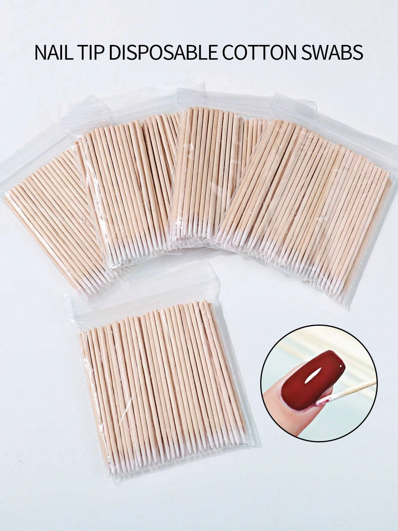 2-Bag Pointed Cotton Swab 100pcs/Bag Toothpick Wooden Stick Disposable Pointed Single Head Cotton Swab Eyeliner Cosmetology Swab