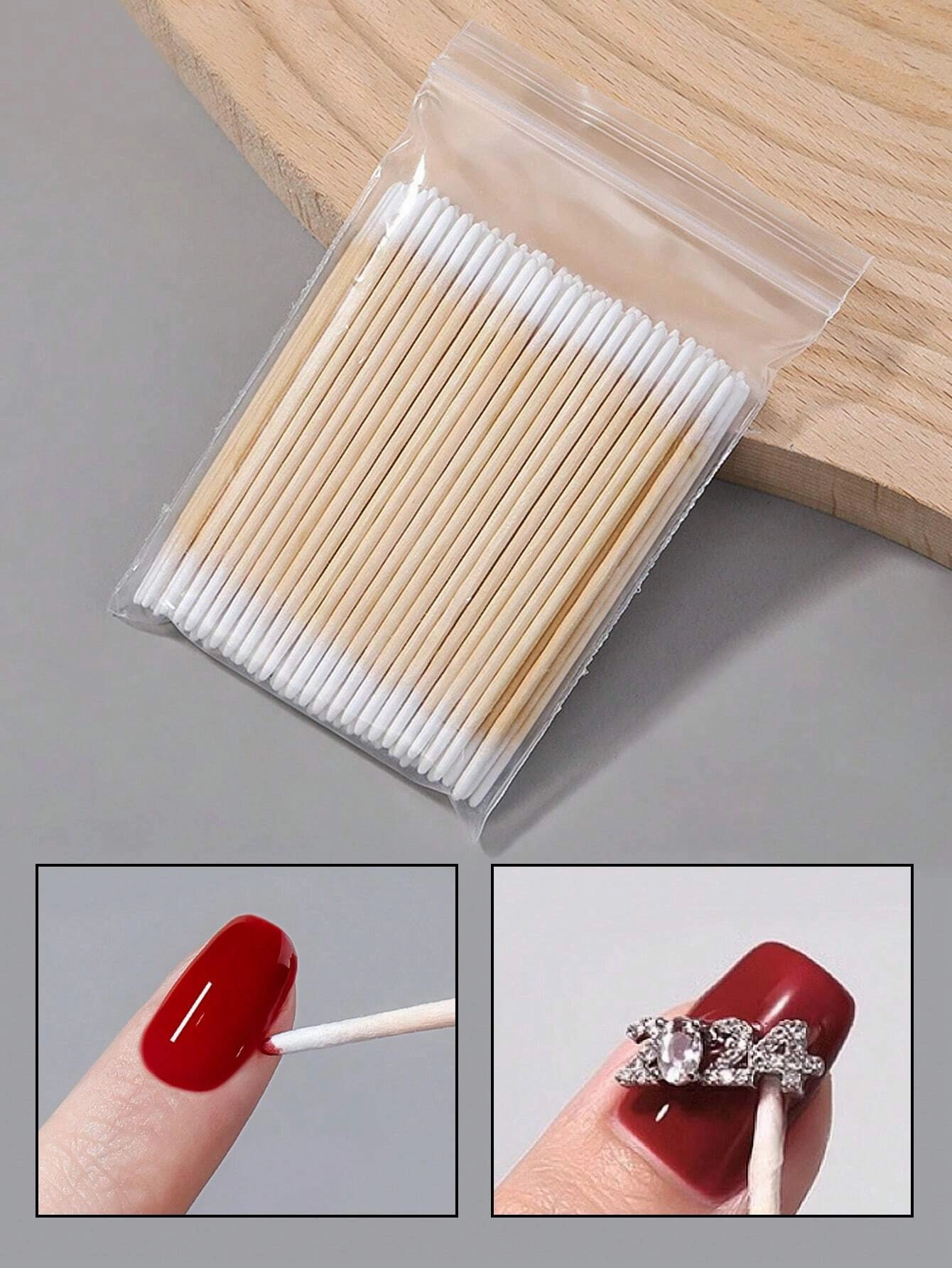 2-Bag Pointed Cotton Swab 100pcs/Bag Toothpick Wooden Stick Disposable Pointed Single Head Cotton Swab Eyeliner Cosmetology Swab