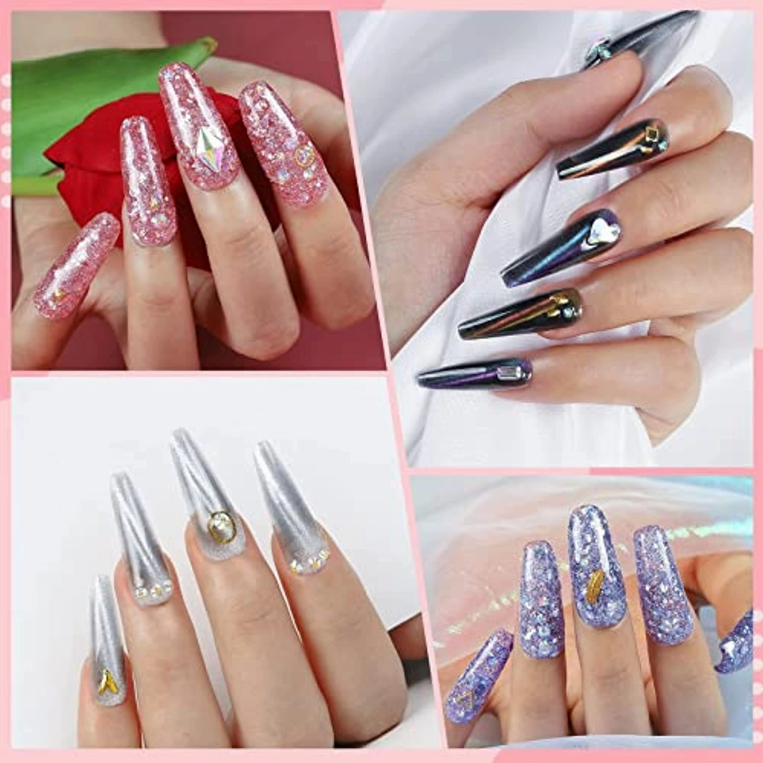4Pcs Color Changing Gel Polish 6Pcs Poly Nail Gel Kit with 80W UV LED Nail Lamp