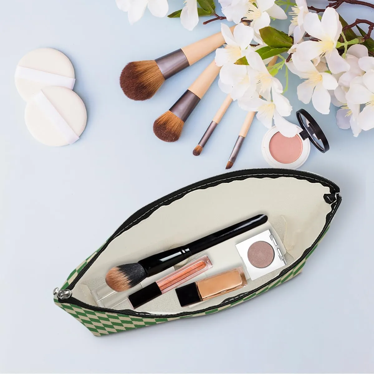 6 Pcs Checkered Makeup Bags Make up Bag Cosmetic Bags for Women Girls Sister Doctor Friendship Graduation Valentines Day Birthday Nurse Mothers Day Aesthetic Travel Toiletry Bag, Cute Green Plaid