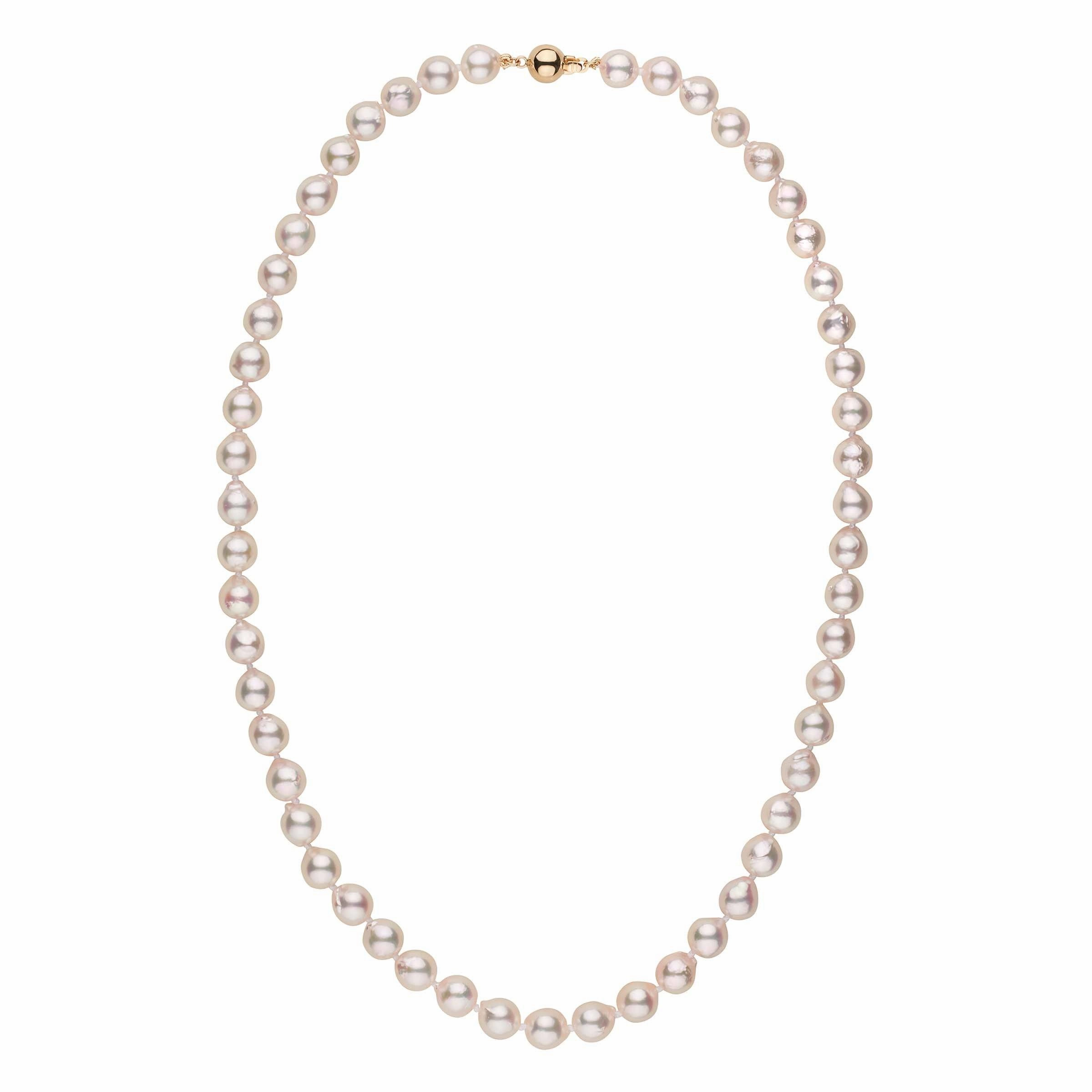 7.0-7.5 mm 18 Inch White Akoya Baroque Pearl Necklace