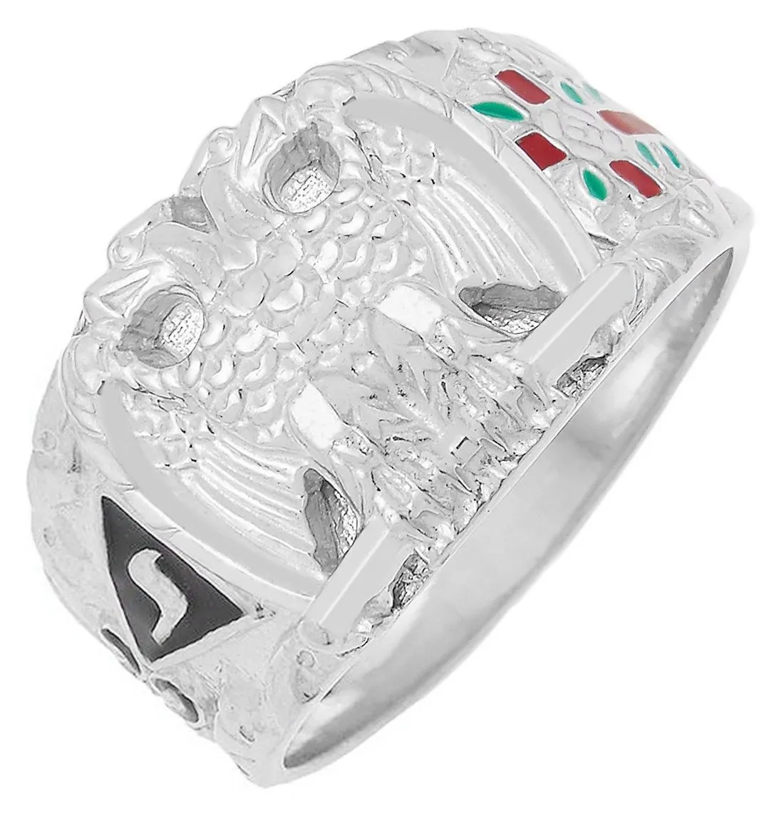 925 Sterling Silver or Vermeil Scottish Rite 32nd Degree Masonic Solid Back Ring