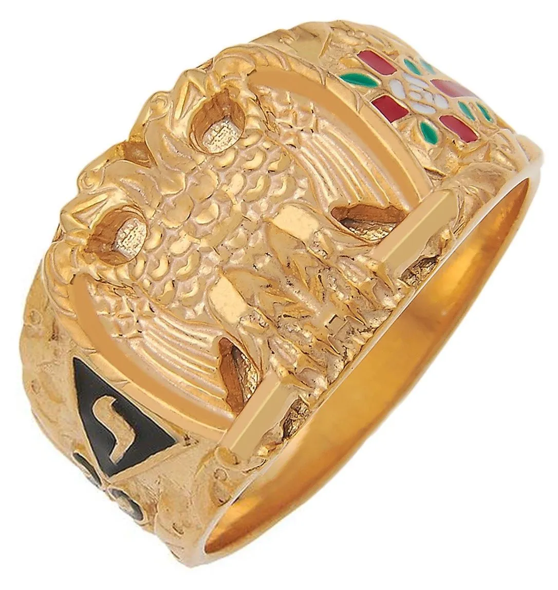 925 Sterling Silver or Vermeil Scottish Rite 32nd Degree Masonic Solid Back Ring