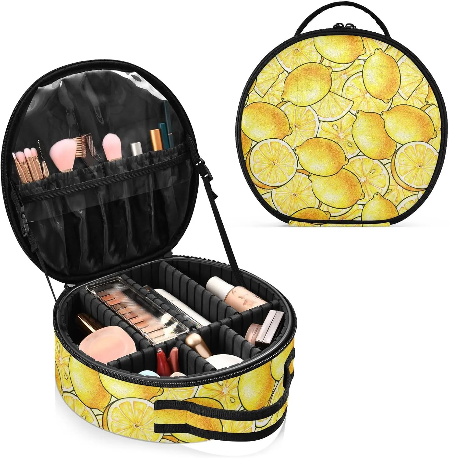 ALAZA Beautiful Yellow Lemon Fruits Travel Cosmetic Organizer Make up Organizer Toiletry Bag