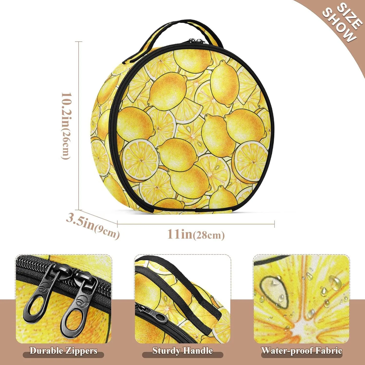 ALAZA Beautiful Yellow Lemon Fruits Travel Cosmetic Organizer Make up Organizer Toiletry Bag