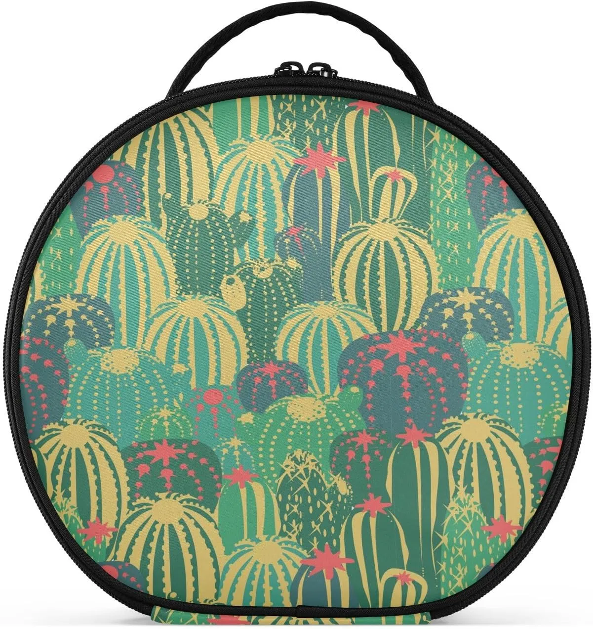 ALAZA Cacti with Flowers and Thorns in Green Travel Make Up Organizer Cosmetic Brush Bags Case