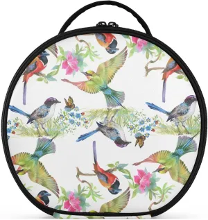 ALAZA Green Leaves Flowers Colorful Birds Butterfly Travel Cosmetic Organizer Make up Organizer Toiletry Bag