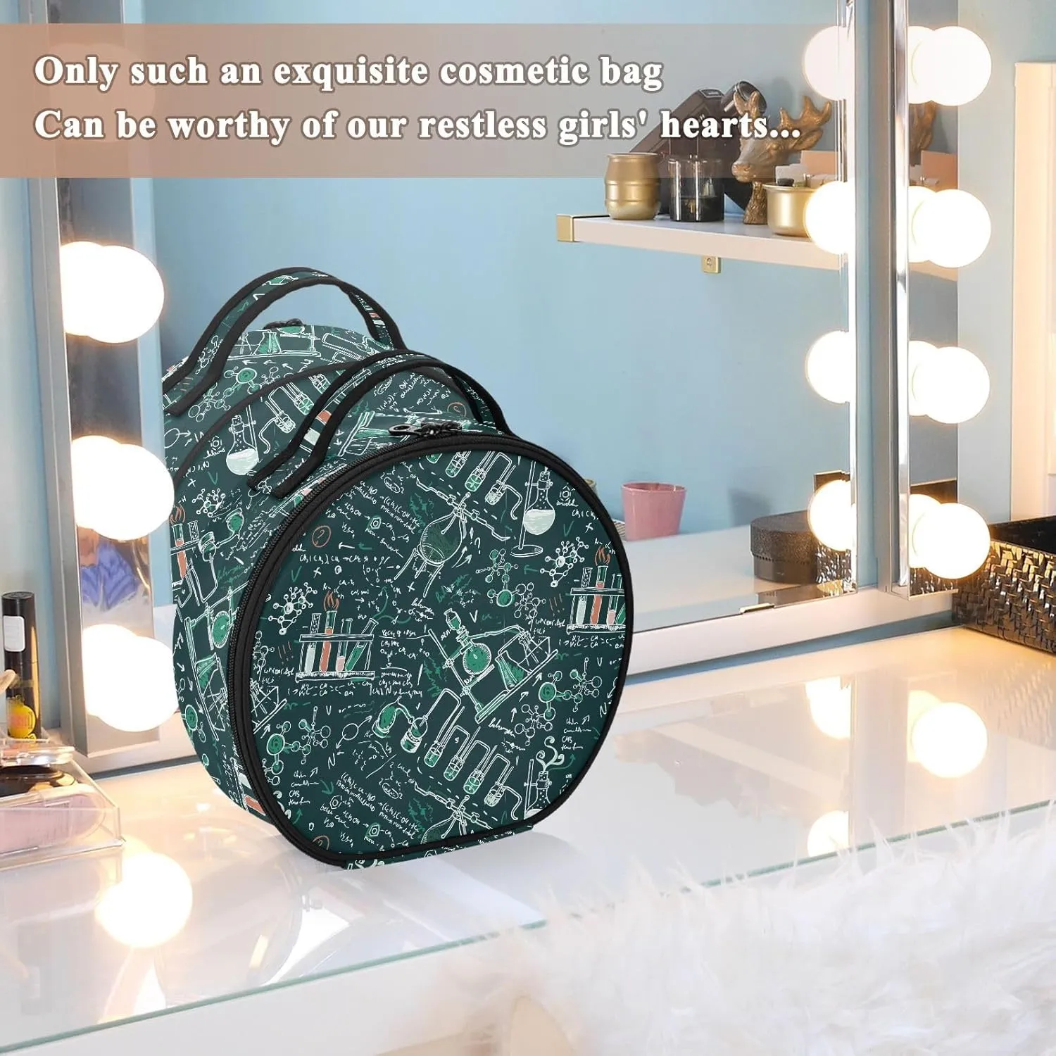 ALAZA Old Chemistry Laboratory Dark Green School Board Travel Cosmetic Organizer Make up Organizer Toiletry Bag