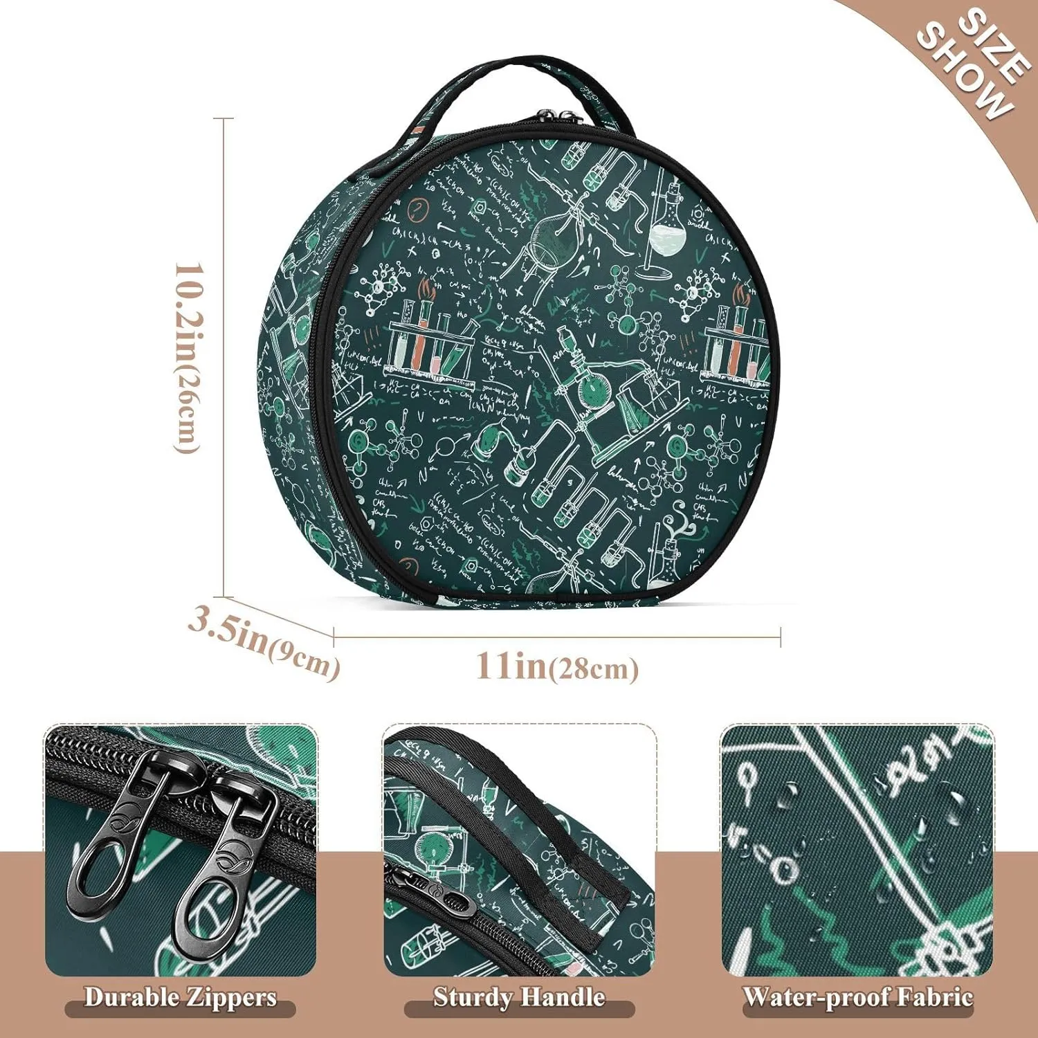 ALAZA Old Chemistry Laboratory Dark Green School Board Travel Cosmetic Organizer Make up Organizer Toiletry Bag