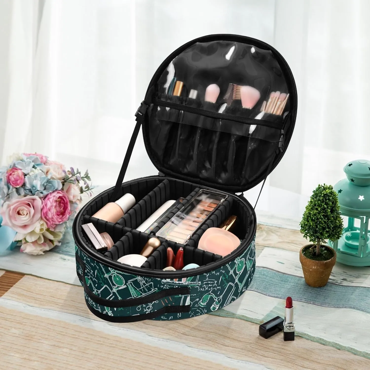 ALAZA Old Chemistry Laboratory Dark Green School Board Travel Cosmetic Organizer Make up Organizer Toiletry Bag