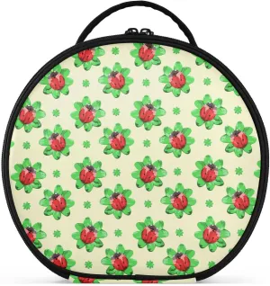 ALAZA Red Ladybugs on Green Clover Leaves Makeup Bag Travel Cosmetic Bag Large Toiletry Organizer