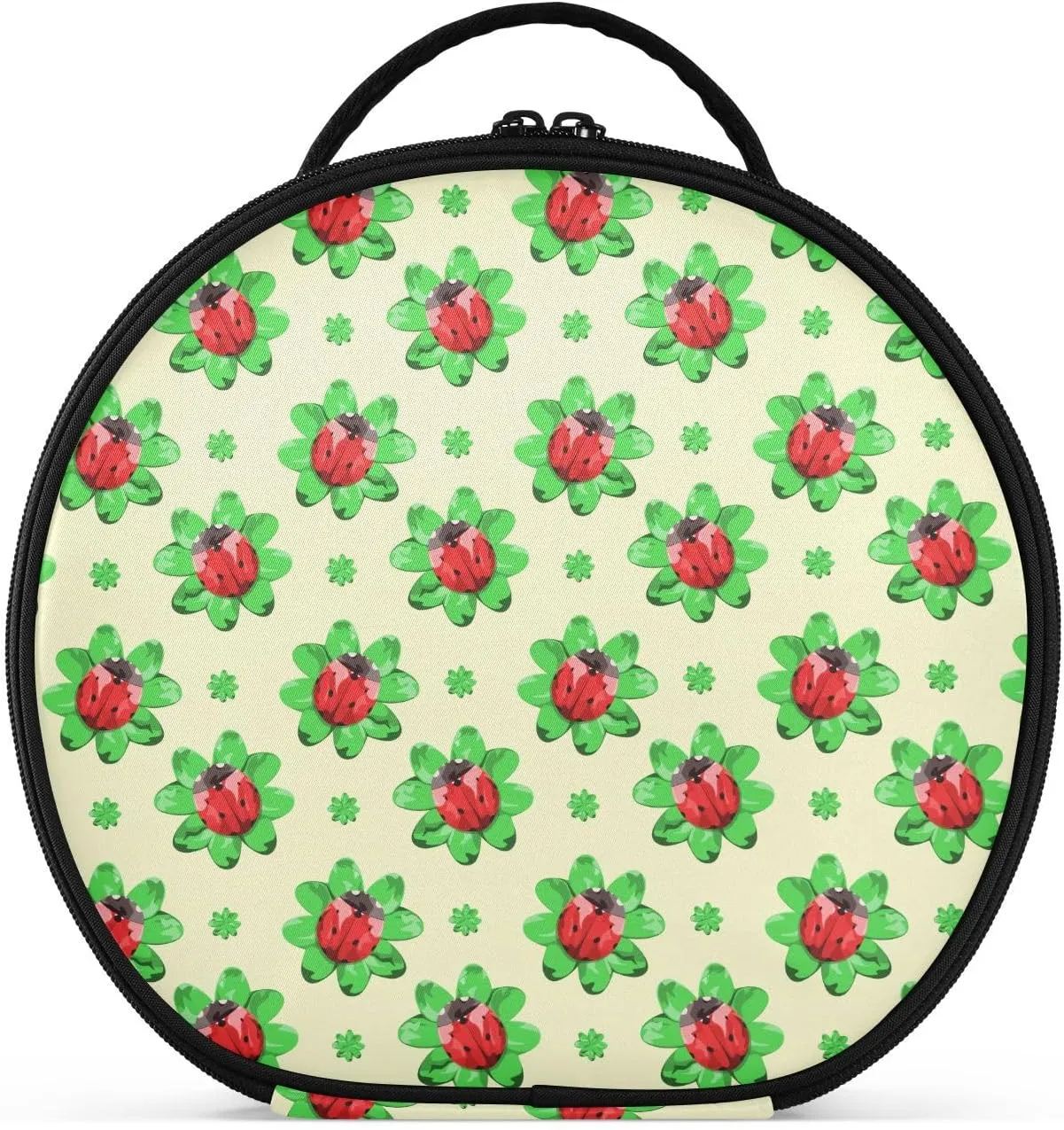 ALAZA Red Ladybugs on Green Clover Leaves Makeup Bag Travel Cosmetic Bag Large Toiletry Organizer