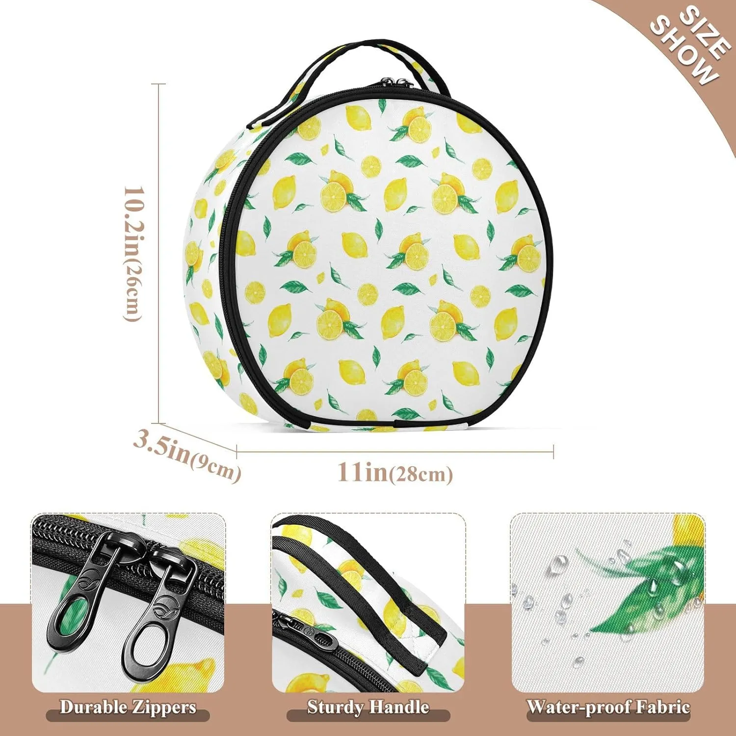 ALAZA Ripe Yellow Lemons and Leaves Travel Cosmetic Organizer Make up Organizer Toiletry Bag