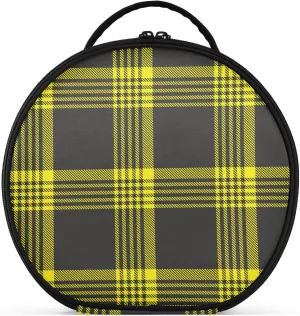 ALAZA Yellow Glen Plaid Travel Makeup Case, Portable Artist Makeup Storage Bag