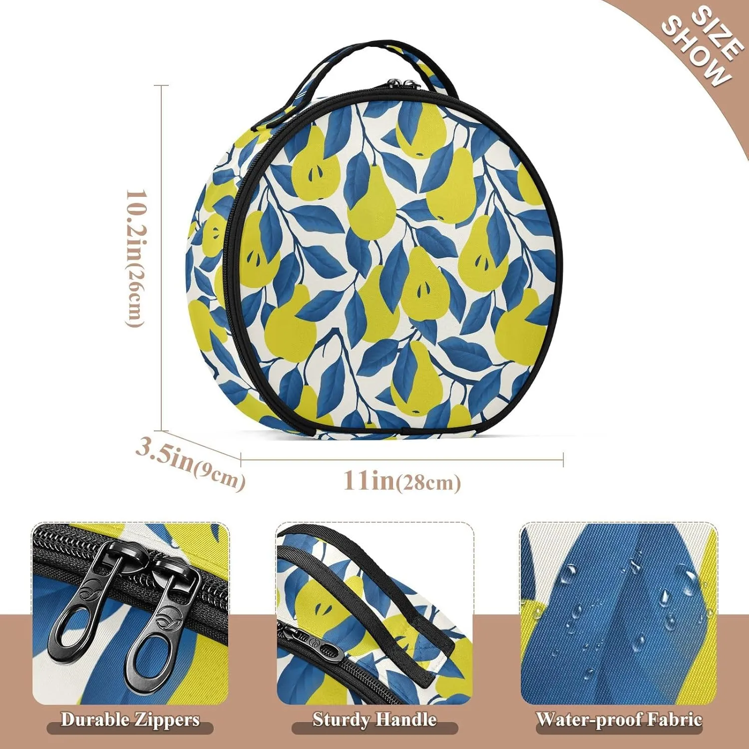 ALAZA Yellow Pear Makeup Bag Travel Cosmetic Bag Large Toiletry Organizer