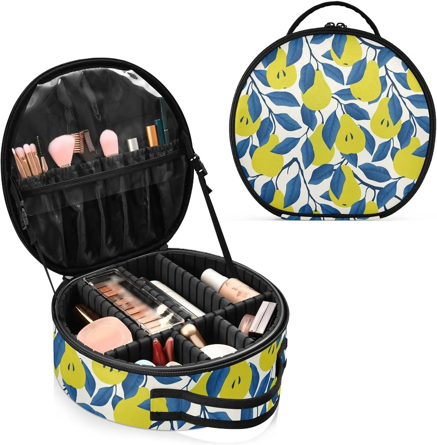 ALAZA Yellow Pear Makeup Bag Travel Cosmetic Bag Large Toiletry Organizer