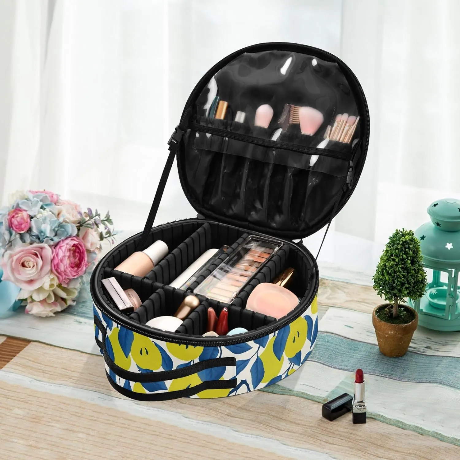 ALAZA Yellow Pear Makeup Bag Travel Cosmetic Bag Large Toiletry Organizer