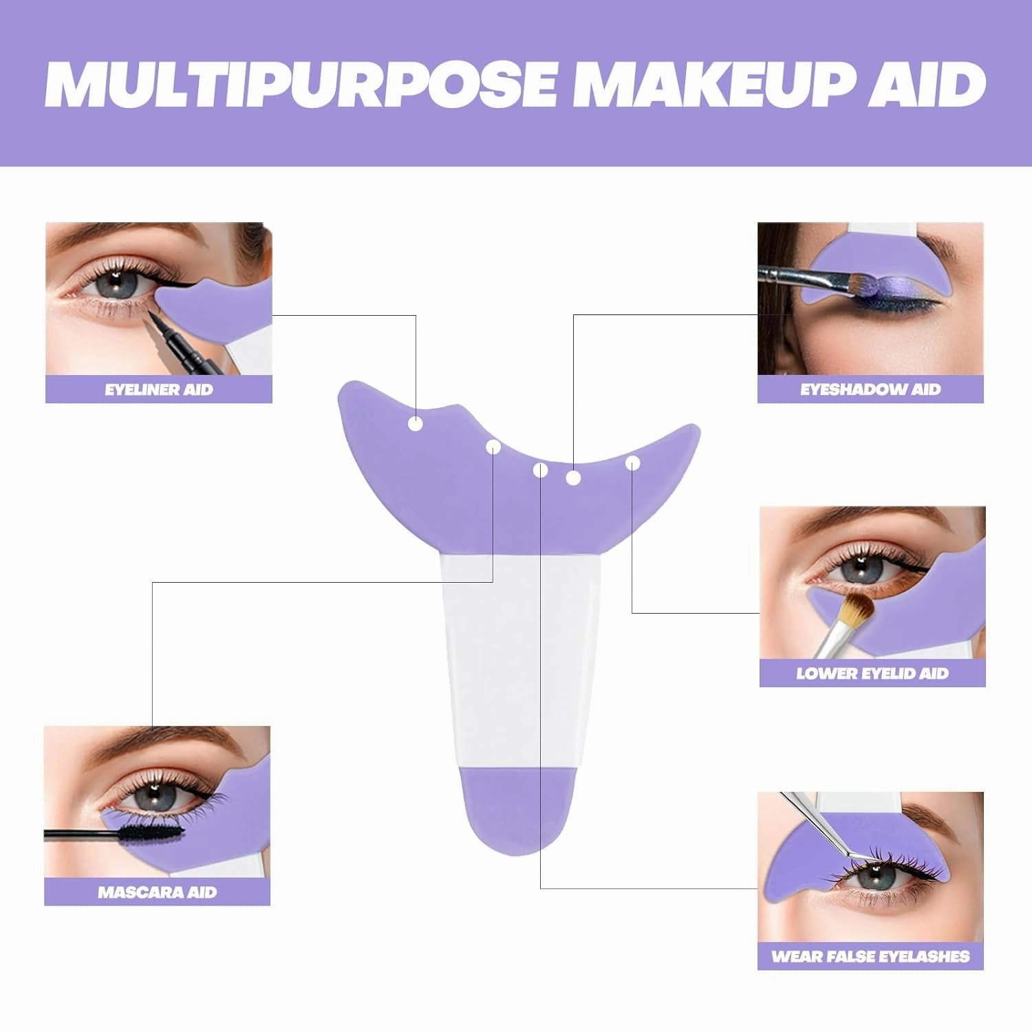 All in One Eye Makeup Stencils Aid Tool Set, Reusable Mascara Shield Applicator Guard Pads   Eyeshadow and Eyeliner Stencils Pad Kit Eye Applicator Guide Tool for Makeup, Easy to Use
