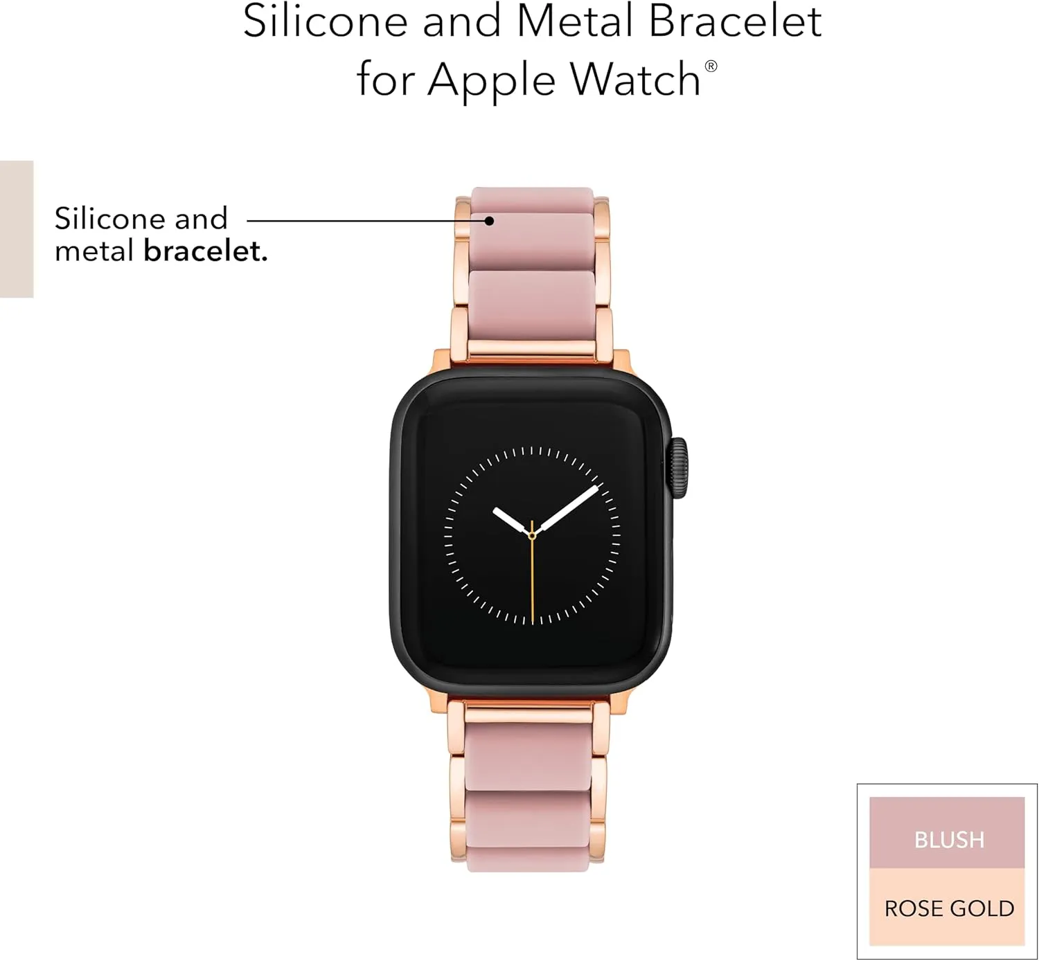 Anne Klein Rubberized Fashion Bracelet for Apple Watch, Secure, Adjustable, Apple Watch Replacement Band, Fits Most Wrists