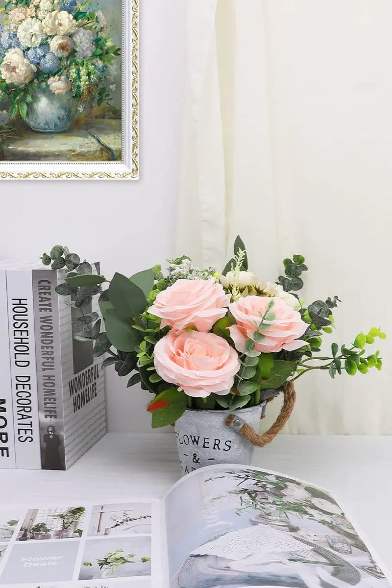 Artificial Rose Flower Blush Flowers Pink Roses Silk Flowers 12 pcs with Long Stem Silk Roses Bouquet for Wedding Bridal Shower Party Home Decoration