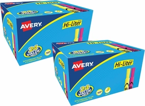 AVERY Hi-Liter, Desk Style, Chisel Tip, 24 Pink and Yellow Highlighters, 2-Pack, 48 Total (31448)