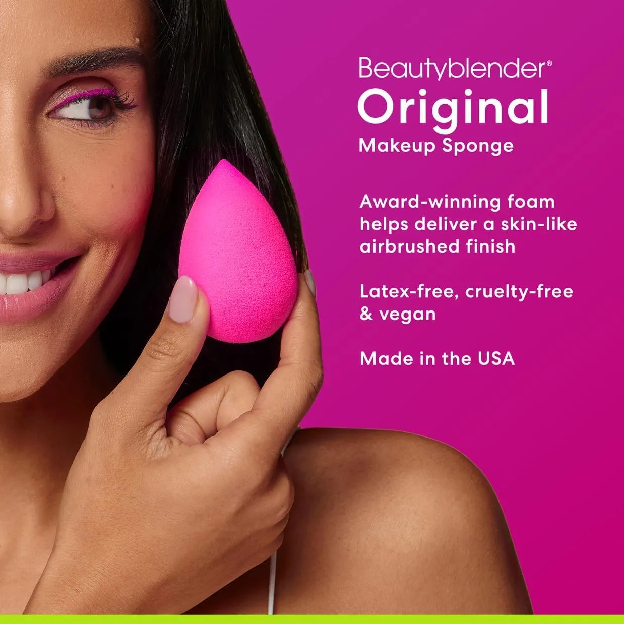 Beautyblender® | Original Pink Beauty Blender Makeup Sponge, Super-Soft Foam Easily Blends Foundations, Powders & Creams, Made in USA, Reusable, Washable, Streak Free Application, Vegan, Cruelty Free