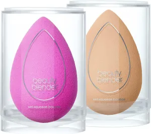 Beautyblender® | Original Pink   Nude Beauty Blender 2-Piece Bundle for Blending Foundations, Powders, and Creams, Super-Soft Foam for Streak-Free Application, Made in the USA, Reusable, Washable