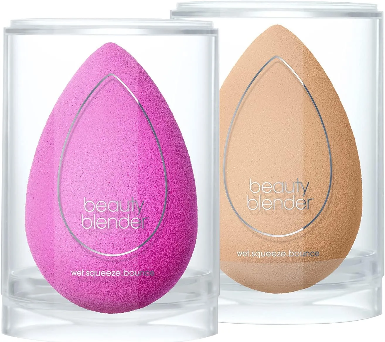 Beautyblender® | Original Pink   Nude Beauty Blender 2-Piece Bundle for Blending Foundations, Powders, and Creams, Super-Soft Foam for Streak-Free Application, Made in the USA, Reusable, Washable