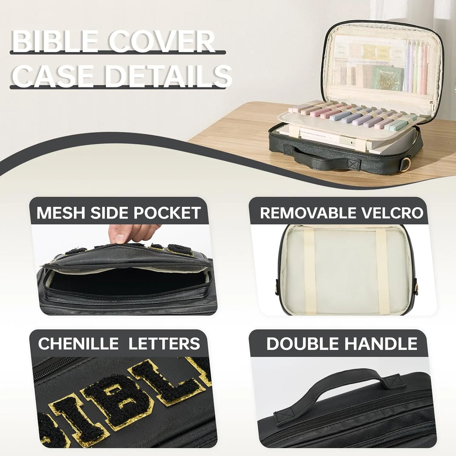 Bible Cover Case for Women Bible Bag Bible Study Supplies Leather Bible Case Western Bible Tote Bag Christian Gifts for Girls
