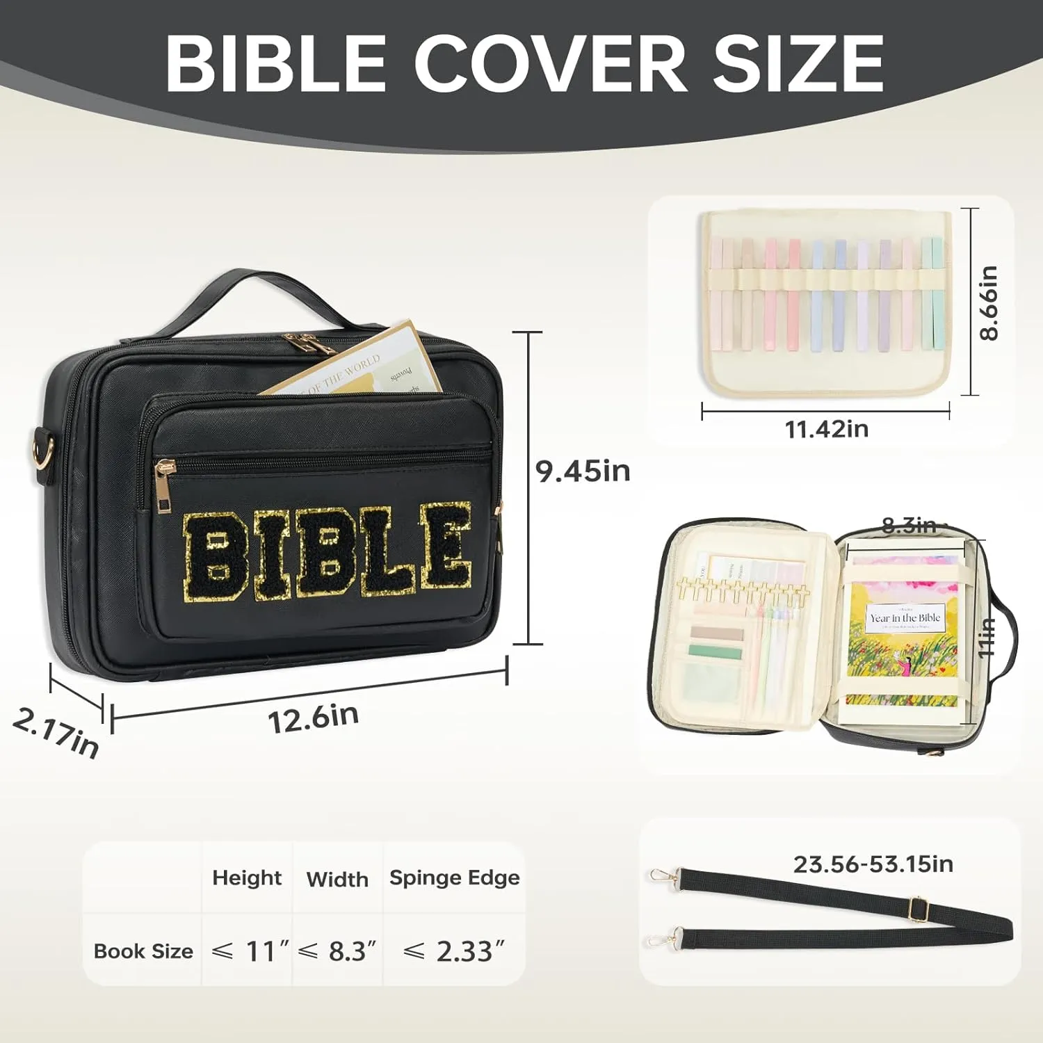 Bible Cover Case for Women Bible Bag Bible Study Supplies Leather Bible Case Western Bible Tote Bag Christian Gifts for Girls