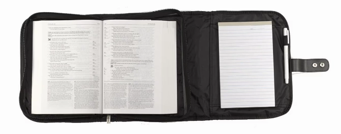 Bible Cover Black Micro-Fiber Tri-fold Organiser Large