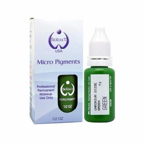 BIOTOUCH Micropigment Green Pigment Color Permanent Eyebrow Makeup Microblading Eyebrow Shading Micropigmentation Cosmetic Tattoo Ink Lip Eyeliner Ombre Feathering Hair Stroke Large Bottle 15ml