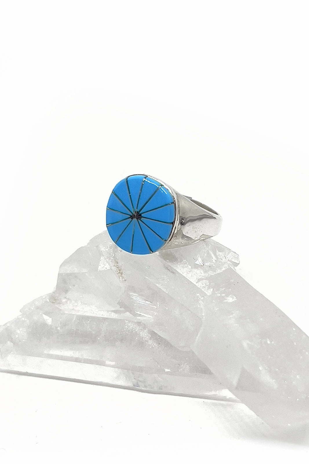 Blue Turquoise Channel Inlay Men's Ring (Size 10 ¾)