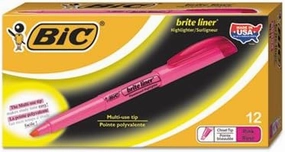 Brite Liner Highlighter, Chisel Tip, Fluorescent Pink Ink, Dozen, Sold as 2 Dozen