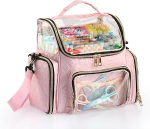 BTSKY Multifunctional Handy Organizer Case Carrying Art Supplies Storage Bag Suit for Markers, Crayons, Water Color Pens, Pink, USTRAM-32326