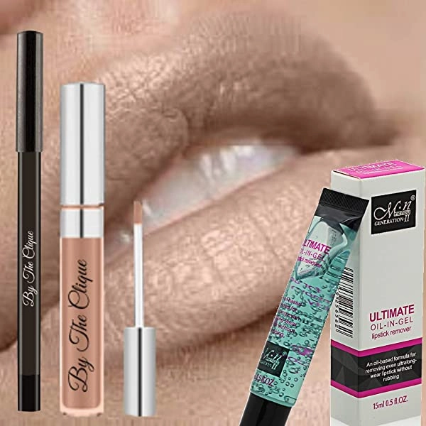 By The Clique Premium Long Lasting Matte Lipstick, Liner and Remover Set | Beige Nude | Sandy Mandy