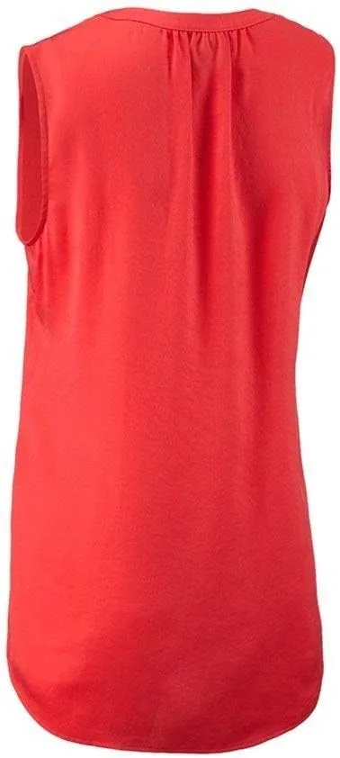 cabi Rose Hibiscus Red Sleeveless Silky Tank
