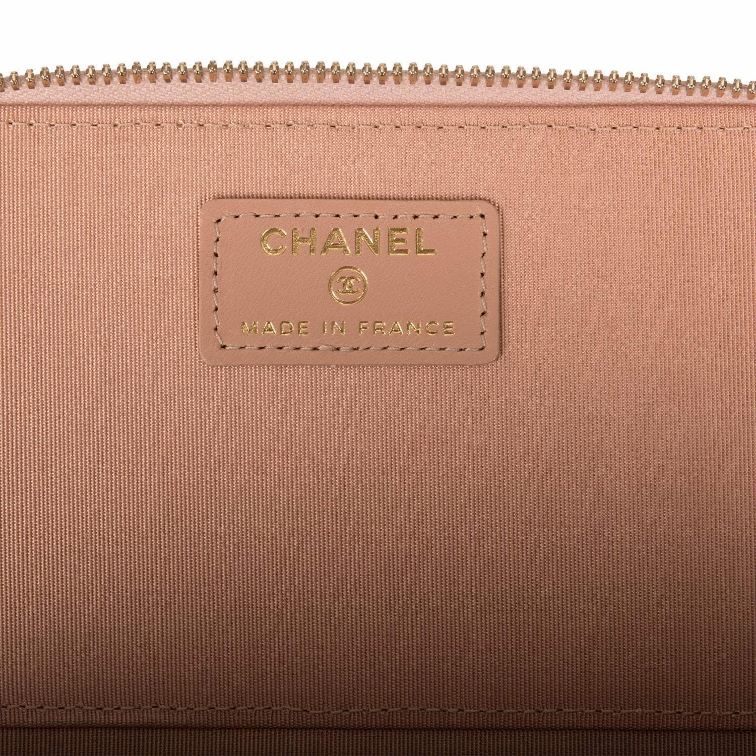 Chanel Beige Quilted Lambskin Small Top Handle Vanity Bag Antique Gold Hardware