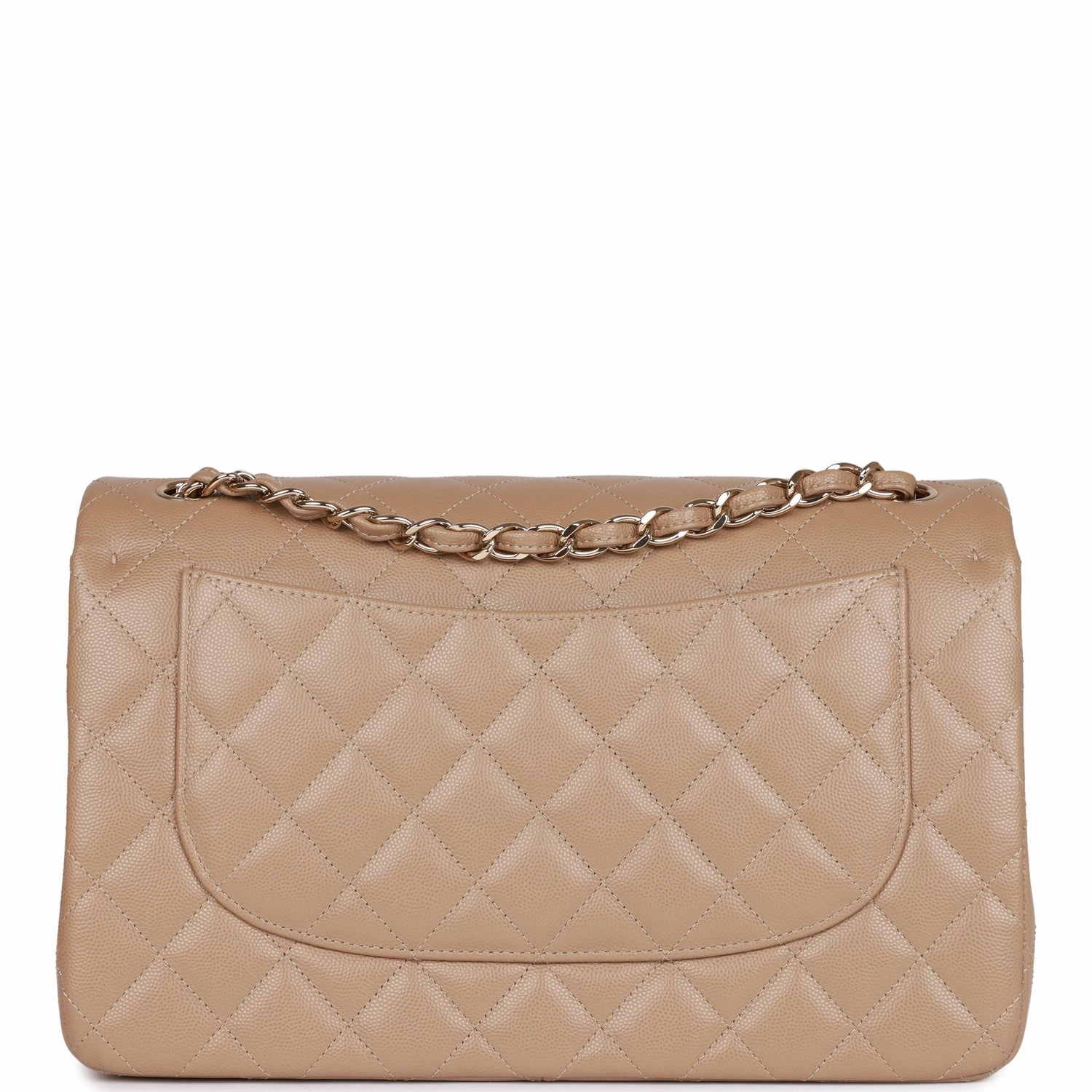 Chanel Jumbo Classic Double Flap Bag Dark Beige Caviar Gold Hardware