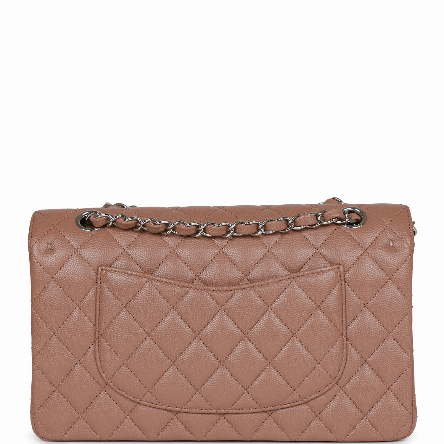 Chanel Medium Classic Double Flap Bag Beige Caviar Silver Hardware