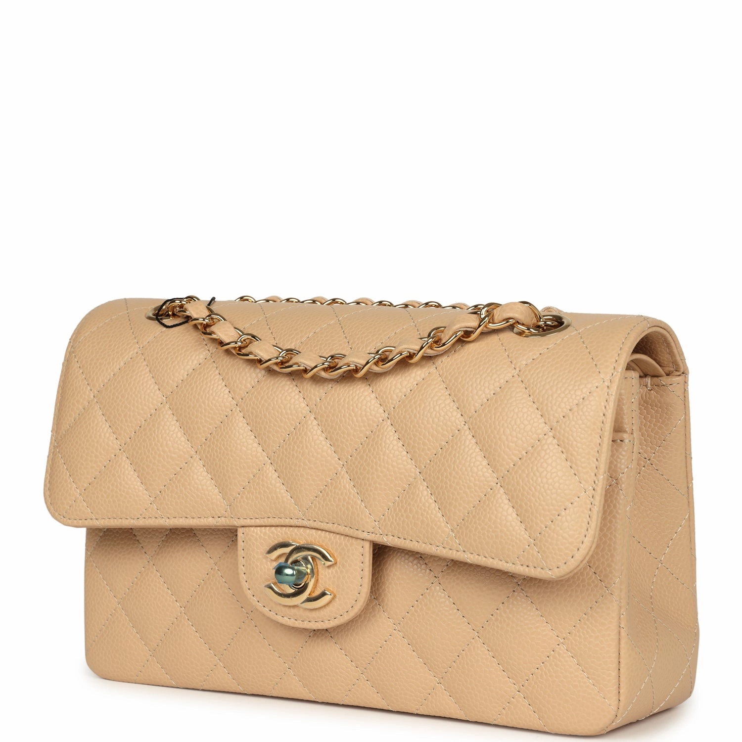 Chanel Small Classic Double Flap Bag Beige Caviar Gold Hardware