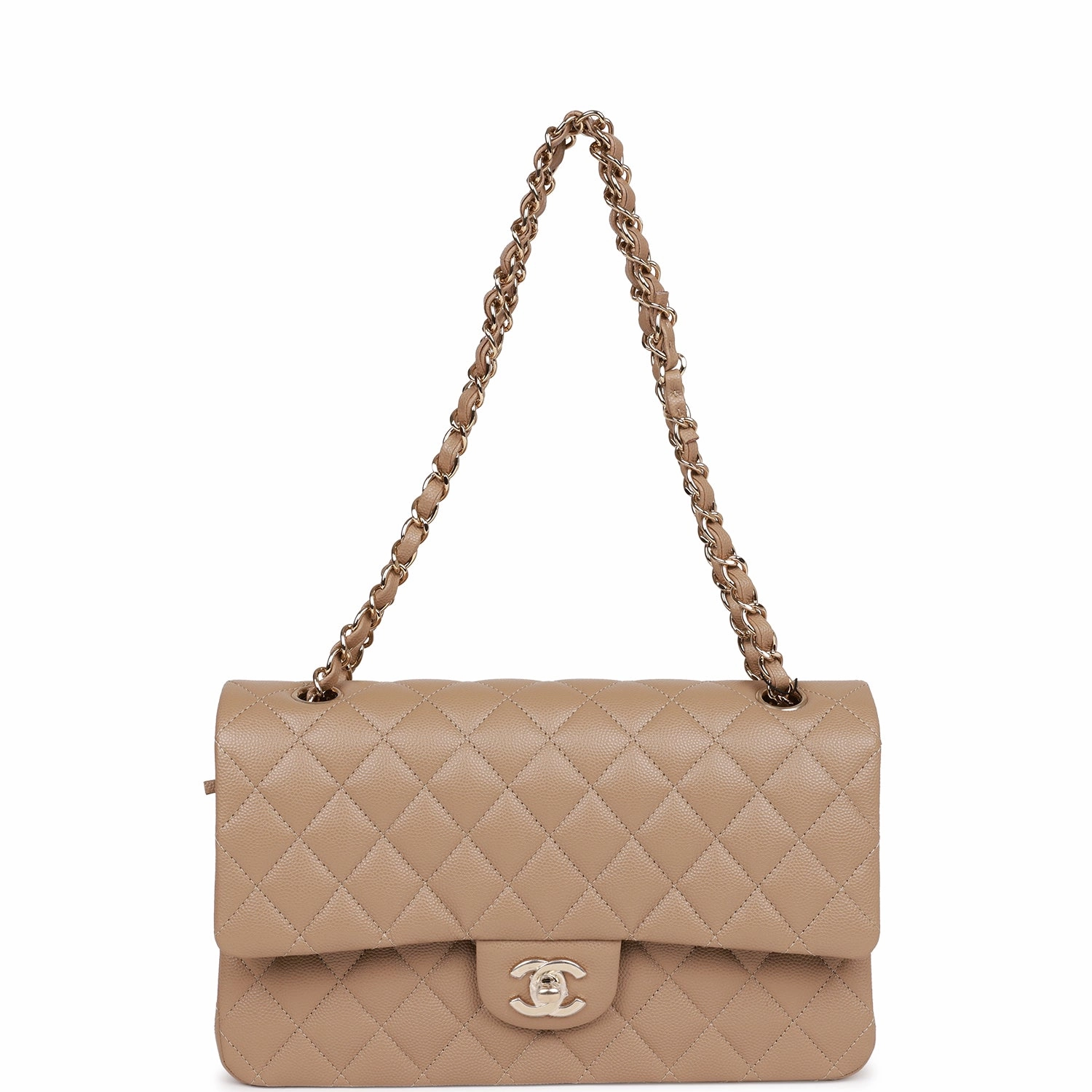 Chanel Timely delivery Caviar Classic Gold Advanced Dark Flap Beige Small Double Hardware Bag Light