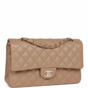 Chanel Timely delivery Caviar Classic Gold Advanced Dark Flap Beige Small Double Hardware Bag Light